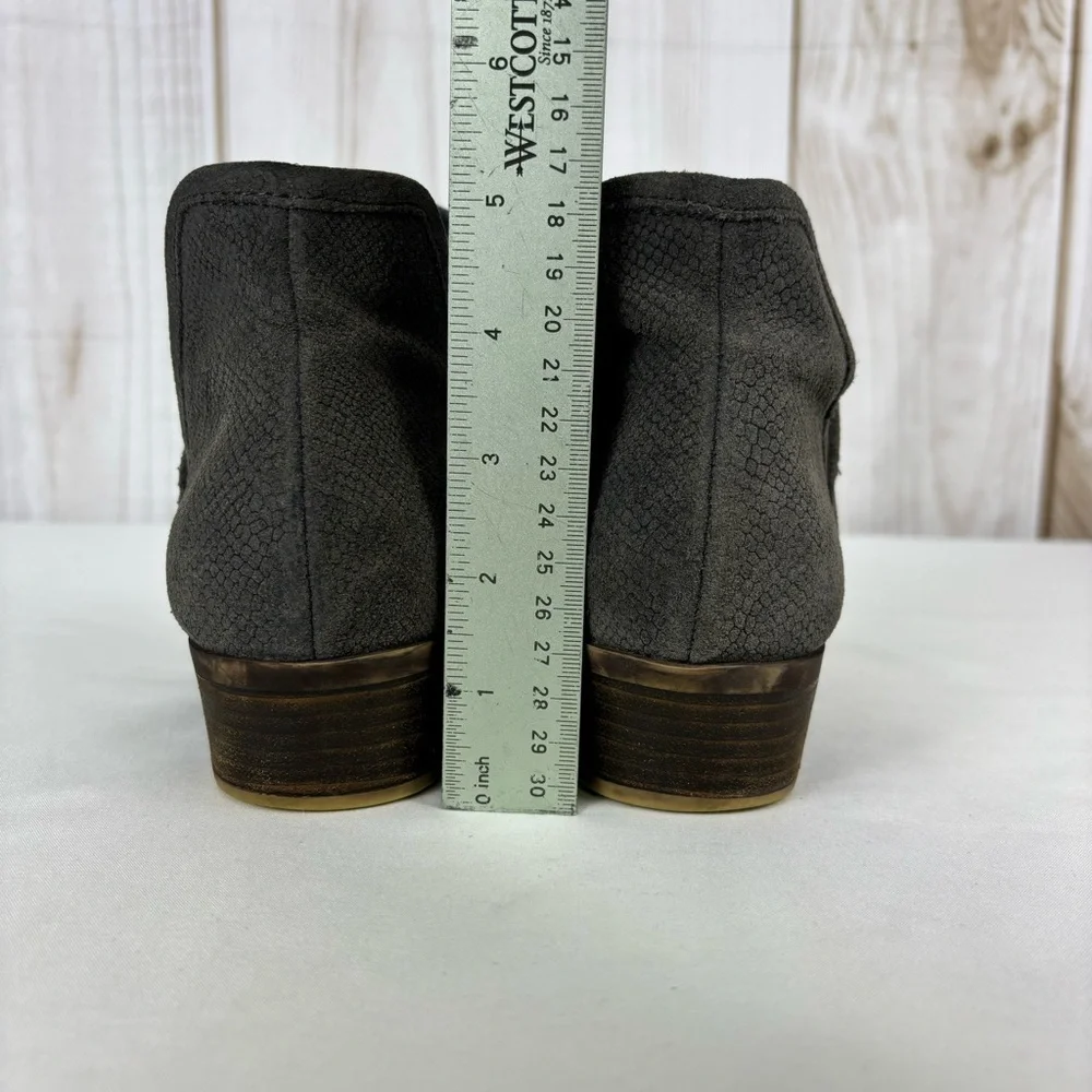 Lucky Bashina Ankle Boots Leather Heeled Slip On Classic Booties Gray Size 7.5